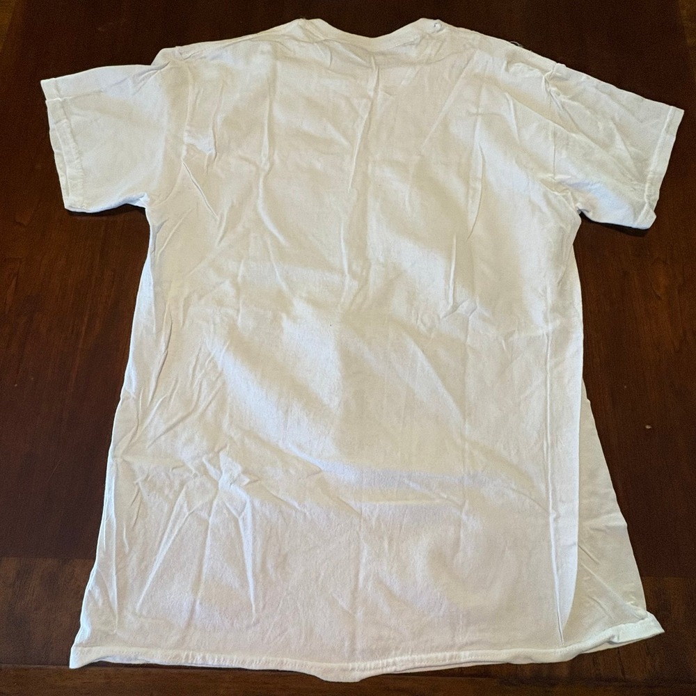 In Flames Graphic Band T-Shirt | White Distressed Art Tee | Adult Medium - Picture 3 of 4